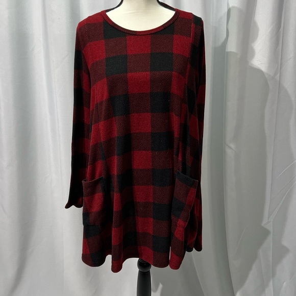 Eggs by èloges Causal Red Buffalo Check A-Line Dress - size Large - Picture 7 of 12